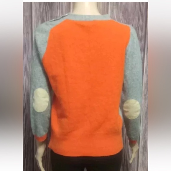 J.Crew-M-gray& orange-color black-pull over, L/S, wool & cashmere blend sweater. - Picture 1 of 16